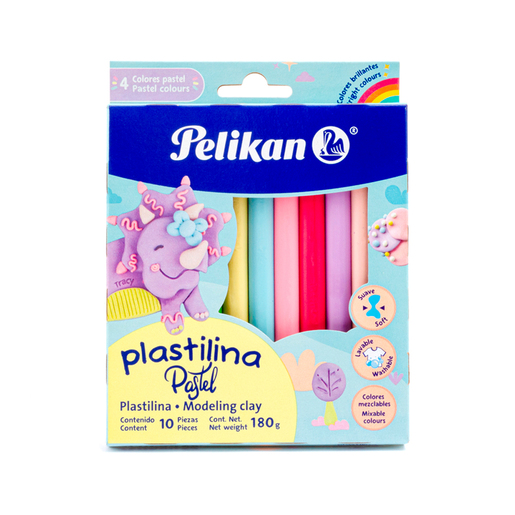 PLASTILINA BARRAS PELIKAN PASTEL CAJA CON 10