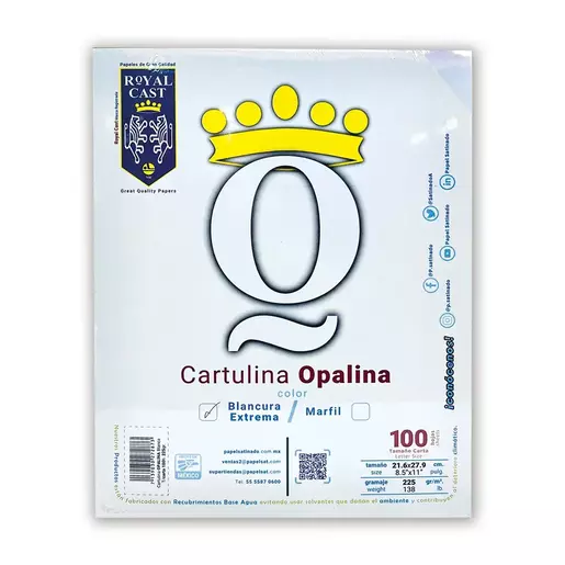 CARTULINA OPALINA GRUESA CARTA BLANCO 225G