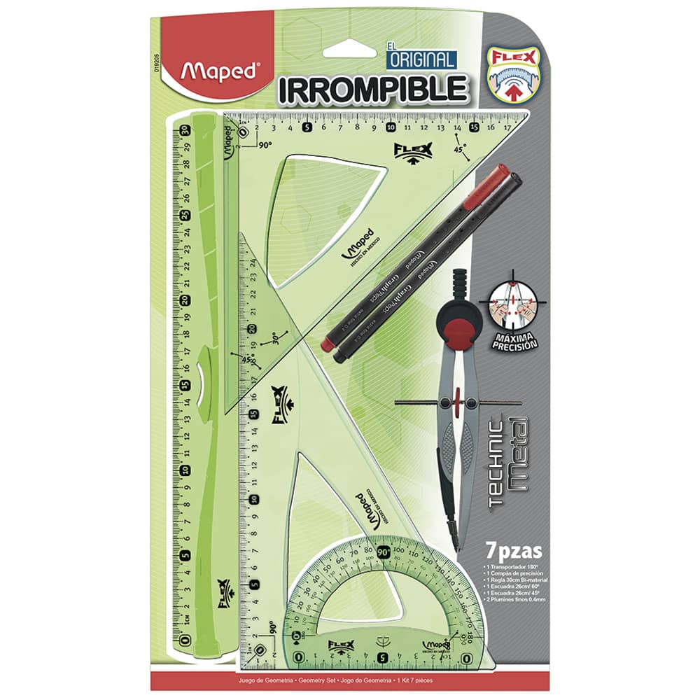 JUEGO DE GEOMETRIA GRANDE MAPED IRROMPIBLE +2PL  CT5