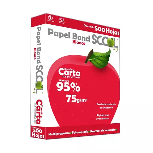 PAPEL BOND SCOOL ROJO 500H 75G