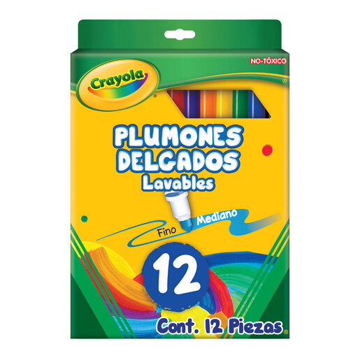 PLUMIN DELGADO CRAYOLA REDONDO S-TIPS CAJA CON 12 PIEZAS