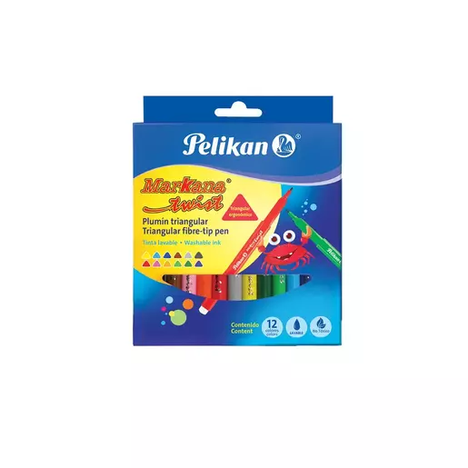 PLUMIN TRIANGULAR PELIKAN MARKANA TWIST ESTUCHE CON 12 COLORES