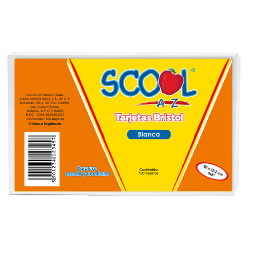 TARJETA BRISTOL SCOOL BLANCA 5X8 (De trabajo)